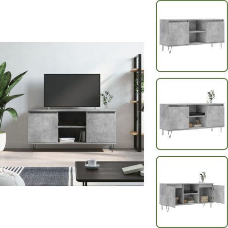 The Living Store Mobile Porta TV Grigio Cemento 104x35x50cm in Legno Multistrato - TV Stand