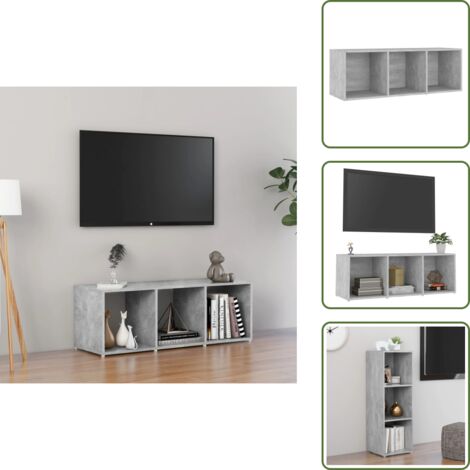 The Living Store Mobile Porta TV Grigio Cemento 107x35x37 cm Legno Multistrato - TV Stand