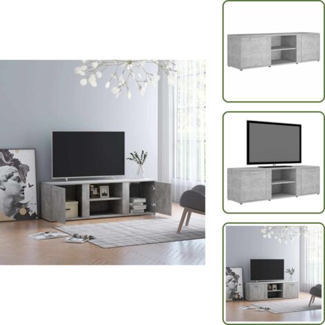 The Living Store Mobile Porta TV Grigio Cemento 120x34x37cm in Legno Multistrato - Mobile TV grigio cemento
