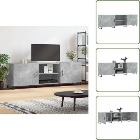 The Living Store Mobile Porta TV Grigio Cemento 150x30x50cm in Legno Multistrato - TV Stand