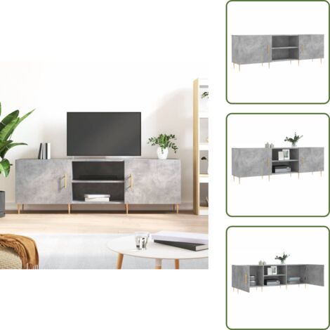 The Living Store Mobile Porta TV Grigio Cemento 150x30x50cm in Legno Multistrato - TV Stand
