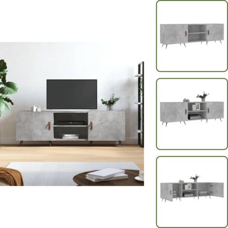 The Living Store Mobile Porta TV Grigio Cemento 150x30x50cm in Legno Multistrato - TV Stand