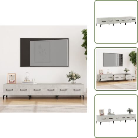 The Living Store Mobile Porta TV Grigio Cemento 150x34,5x30 cm Legno Multistrato - Mobile TV Grigio Cemento