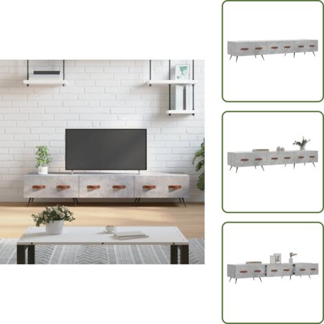 The Living Store Mobile Porta TV Grigio Cemento 150x36x30 cm Legno Multistrato - TV Stand