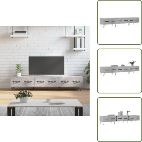 The Living Store Mobile Porta TV Grigio Cemento 150x36x30 cm Legno Multistrato - TV Stand