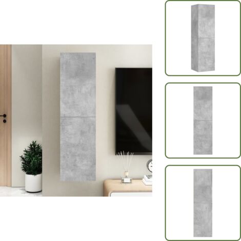 The Living Store Mobile Porta TV Grigio Cemento 30,5x30x110 cm Legno Multistrato - Armadio TV