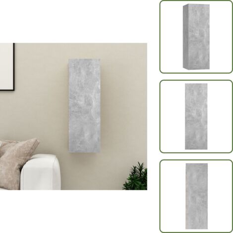 The Living Store Mobile Porta TV Grigio Cemento 30,5x30x90 cm Legno Multistrato - Armadio TV