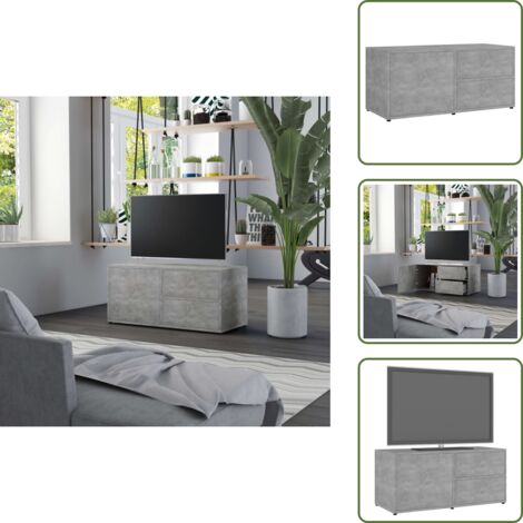 The Living Store Mobile Porta TV Grigio Cemento 80x34x36 cm Legno Multistrato - TV stand