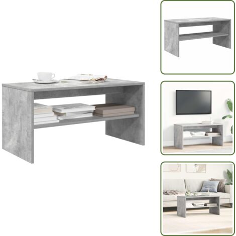 The Living Store Mobile Porta TV Grigio Cemento 80x40x40 cm in Legno Multistrato - Tavolino da caffè