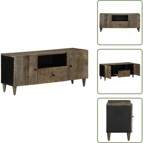 The Living Store Mobile Porta TV Grigio Chiaro 105x33,5x46 cm in Legno Mango - TV Stand