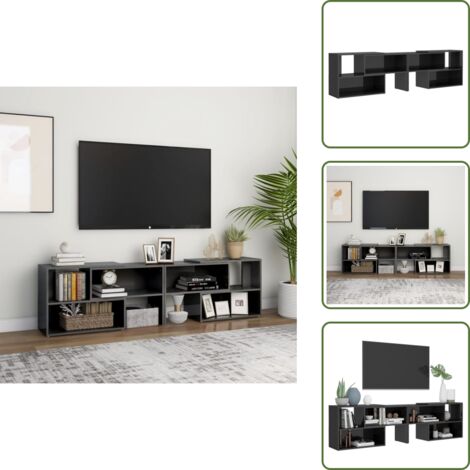 The Living Store Mobile Porta TV Grigio Lucido 149x30x52 cm in Legno Multistrato - Mobile TV in legno