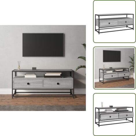 The Living Store Mobile Porta TV Grigio Sonoma 100x35x45 cm in Legno Multistrato - TV stand in legno