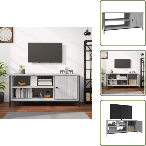 The Living Store Mobile Porta TV Grigio Sonoma 100x40x45 cm in Legno Multistrato - Mobile TV grigio