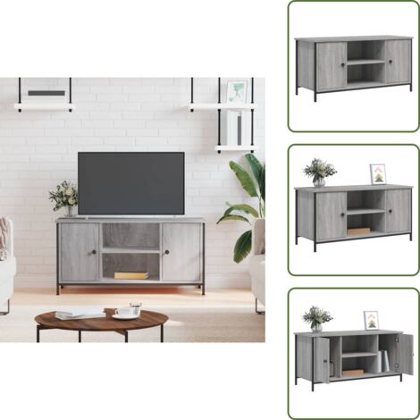 The Living Store Mobile Porta TV Grigio Sonoma 100x40x50 cm in Legno Multistrato - TV Stand