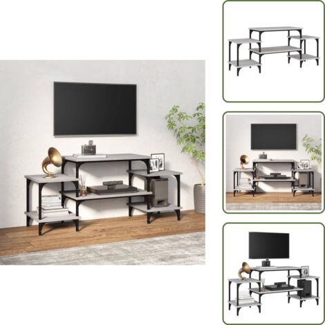 The Living Store Mobile Porta TV Grigio Sonoma 117x35x52 cm in Legno Multistrato - Mobile TV grigio