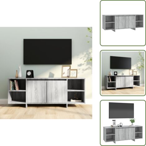 The Living Store Mobile Porta TV Grigio Sonoma 130x35x50 cm in Truciolato - Armadio stereo