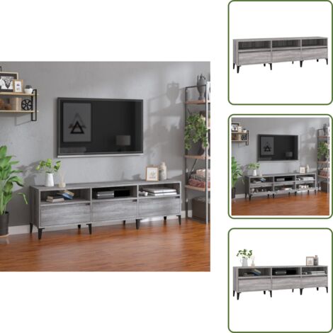 The Living Store Mobile Porta TV Grigio Sonoma 150x30x44,5 cm Legno Multistrato - Mobile porta TV