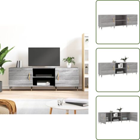 The Living Store Mobile Porta TV Grigio Sonoma 150x30x50 cm in Legno Multistrato - TV Stand