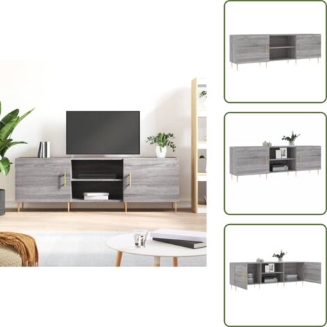 The Living Store Mobile Porta TV Grigio Sonoma 150x30x50 cm in Legno Multistrato - TV Stand