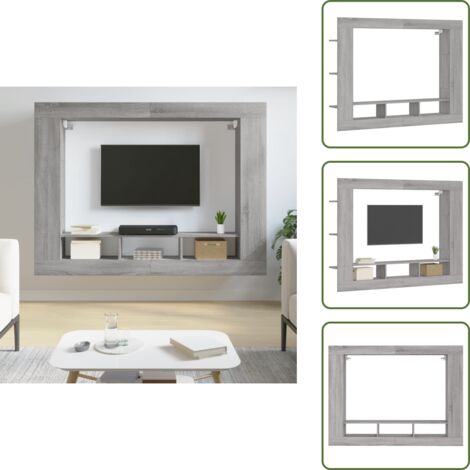 The Living Store Mobile Porta TV Grigio Sonoma 152x22x113cm in Legno Multistrato - Mobile TV in legno
