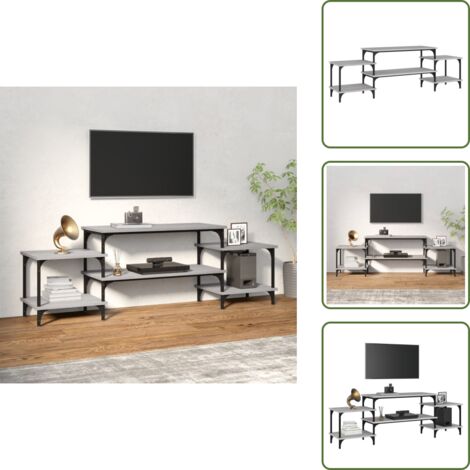 The Living Store Mobile Porta TV Grigio Sonoma 157x35x52 cm in Legno Multistrato - Mobile TV grigio