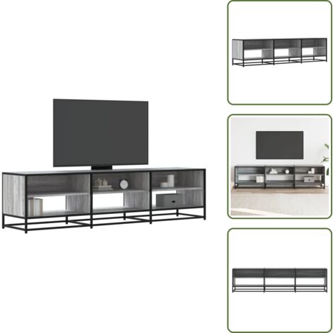 The Living Store Mobile Porta TV Grigio Sonoma 180x40x46 cm in Truciolato - Mobile TV in legno