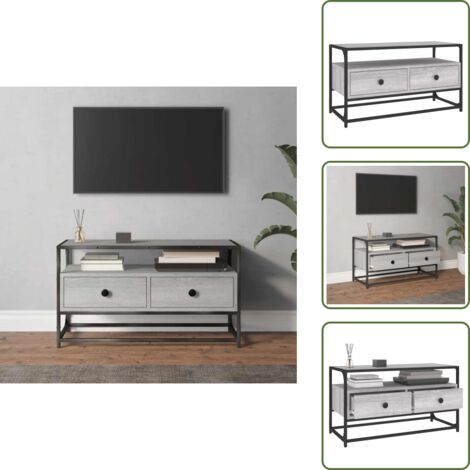 The Living Store Mobile Porta TV Grigio Sonoma 80x35x45 cm in Legno Multistrato - TV stand in legno