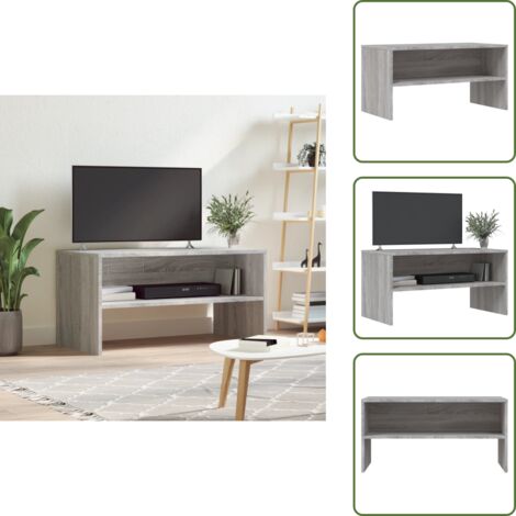 The Living Store Mobile Porta TV Grigio Sonoma 80x40x40 cm in Legno Multistrato - TV Stand
