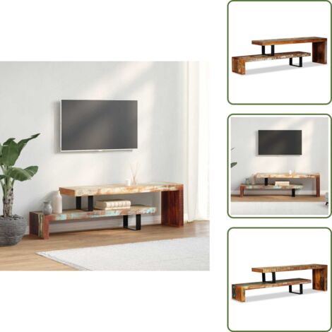 The Living Store Mobile Porta TV in Legno Massello di Recupero - Supporto TV in legno