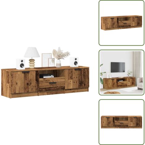The Living Store Mobile Porta TV in Legno Vecchio 140x35x40 cm in Truciolato - Credenza TV