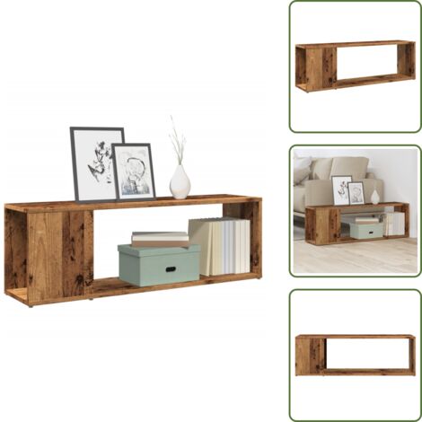 The Living Store Mobile Porta TV Legno Antico 100x24x32 cm in Legno Multistrato - Mobile TV antico