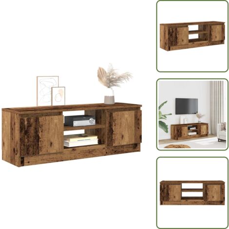 The Living Store Mobile Porta TV Legno Antico 102x30x36 cm Legno Multistrato - Mobile porta TV