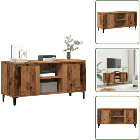 The Living Store Mobile Porta TV Legno Antico 102x35x50 cm in Legno Multistrato - Credenza TV