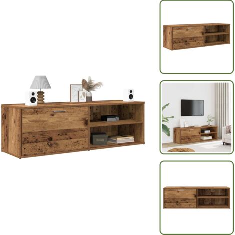 The Living Store Mobile Porta TV Legno Antico 120x34x37 cm in Legno Multistrato - Mobile TV antico