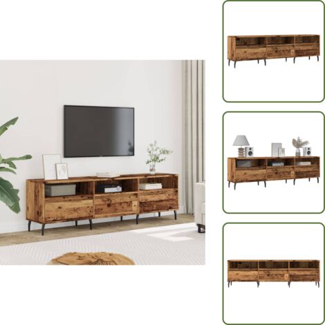 The Living Store Mobile Porta TV Legno Antico 150x30x44,5 cm Legno Multistrato - TV Stand