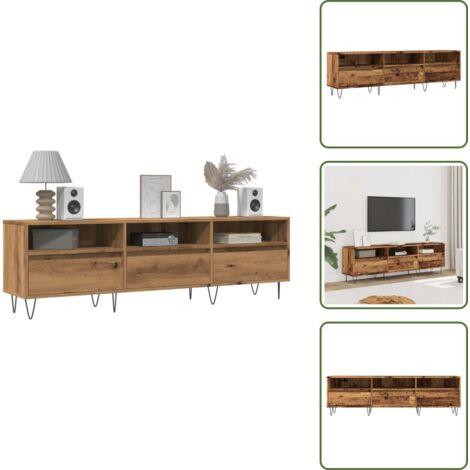 The Living Store Mobile Porta TV Legno Antico 150x30x44,5 cm Legno Multistrato - TV Stand