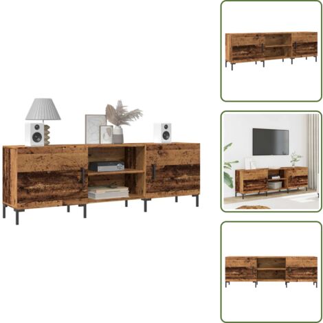 The Living Store Mobile Porta TV Legno Antico 150x30x50 cm in Truciolato - Mobile TV antico