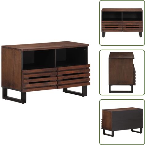 The Living Store Mobile Porta TV Marrone 70x34x46 cm in Legno Massello di Mango - Mobile in legno