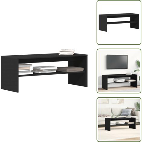 The Living Store Mobile Porta TV Nero 100x40x40 cm in Legno Multistrato - Mobile TV in legno