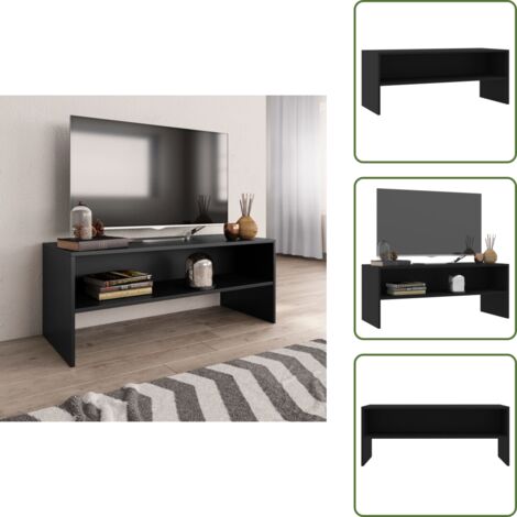 The Living Store Mobile Porta TV Nero 100x40x40 cm in Legno Multistrato - Mobile TV Nero