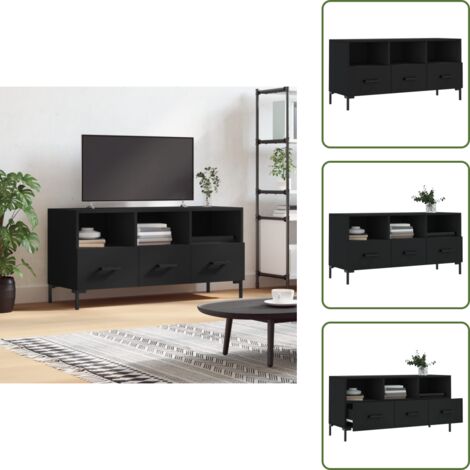 The Living Store Mobile Porta TV Nero 102x36x50 cm in Legno Multistrato - Mobile TV nero