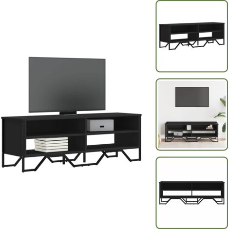 The Living Store Mobile Porta TV Nero 122x34x41 cm in Legno Multistrato - Credenza TV