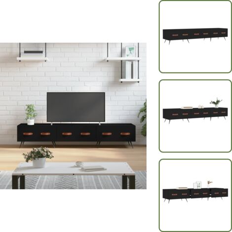 The Living Store Mobile Porta TV Nero 150x36x30 cm in Legno Multistrato - Mobile TV nero