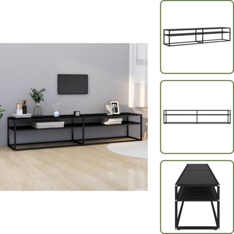 The Living Store Mobile Porta TV Nero 200x40x40,5 cm in Vetro Temperato - Mobile TV in vetro temperato