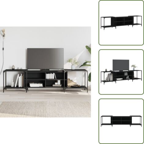 The Living Store Mobile Porta TV Nero 203x37x50 cm in Legno Multistrato - Mobile TV nero