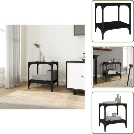The Living Store Mobile Porta TV Nero 40x33x41 cm in Legno Multistrato e Acciaio - Mobile in legno