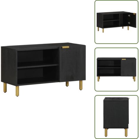 The Living Store Mobile Porta TV Nero 80x33x46 cm in Legno Multistrato - Armadio TV