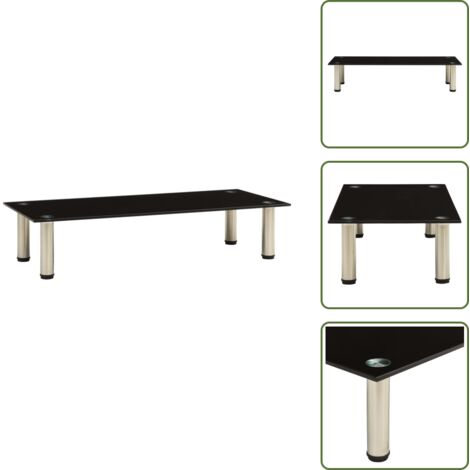 The Living Store Mobile Porta TV Nero 80x35x17 cm in Vetro Temperato - Supporto TV in Vetro Temperato