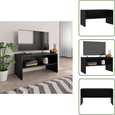 The Living Store Mobile Porta TV Nero 80x40x40 cm in Legno Multistrato - Mobile TV nero