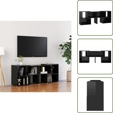 The Living Store Mobile Porta TV Nero Lucido 104x30x52 cm in Legno Multistrato - Mobile TV Nero Lucido